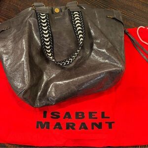 Authentic Isabel Marant Charcoal Tote with Patterned Straps
